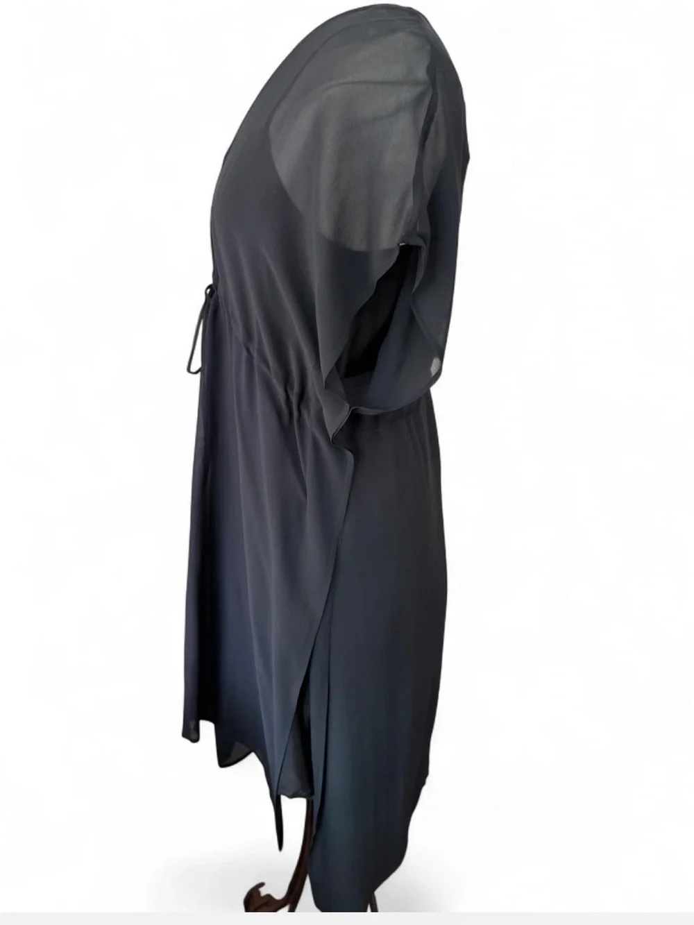 Eileen Fisher 100% Silk 2-Piece Sheer Kaftan & Slip Dress Black